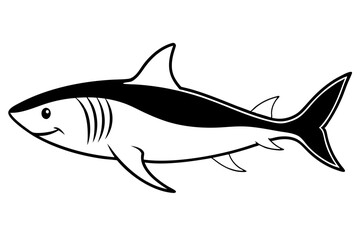 Fototapeta premium shark silhouette line art vector illustration with a white background