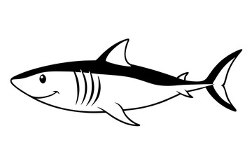 shark silhouette line art vector illustration with a white background