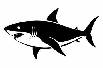 shark silhouette line art vector illustration with a white background