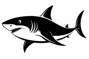 shark silhouette line art vector illustration with a white background