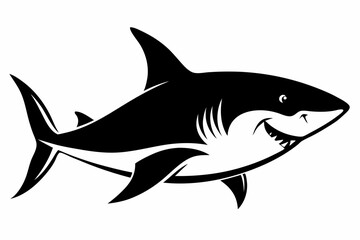 shark silhouette line art vector illustration with a white background