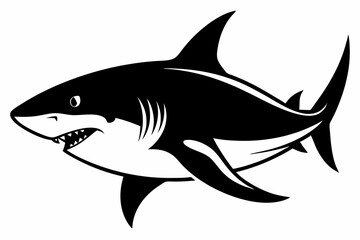 shark silhouette line art vector illustration with a white background