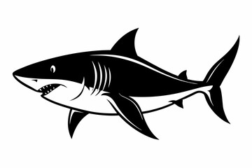shark silhouette line art vector illustration with a white background