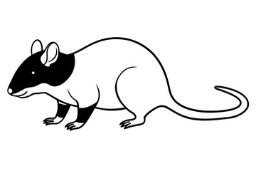 shrew silhouette line art vector illustration with a white background