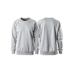 Grey sweatshirt mockup front and back view design soft on transparent background