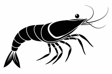 shrimp silhouette line art vector illustration with a white background