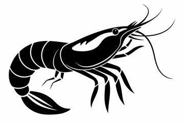 shrimp silhouette line art vector illustration with a white background