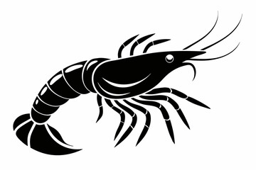 shrimp silhouette line art vector illustration with a white background