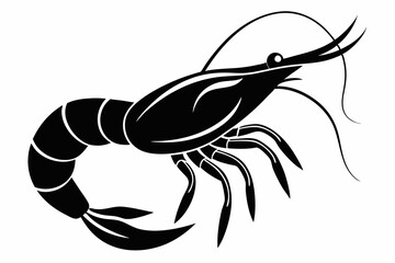 shrimp silhouette line art vector illustration with a white background