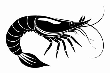 shrimp silhouette line art vector illustration with a white background