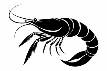 shrimp silhouette line art vector illustration with a white background
