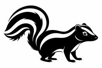 skunk silhouette line art vector illustration with a white background
