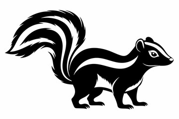 skunk silhouette line art vector illustration with a white background