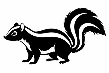skunk silhouette line art vector illustration with a white background