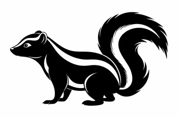 skunk silhouette line art vector illustration with a white background