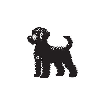 **"Energetic Schnoodle Vector Silhouette: Playful Hybrid Dog Design Featuring Curly Fur, Alert Expression, and Lively Stance in Clean, Minimalist Style for Crafts and Digital Art"**
