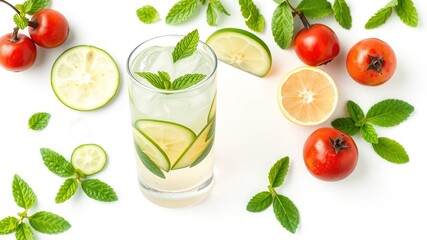 Naklejka premium Refreshing Cucumber Ginger Mint Agua Fresca Mocktail