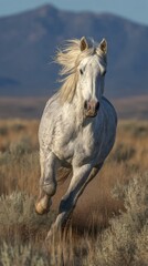 Obraz premium Majestic horse galloping freely, embodying untamed spirit and motion