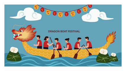 Obraz premium Dragon Boat Festival (端午节) Vector Banner Set - Chinese Holiday Illustrations-03