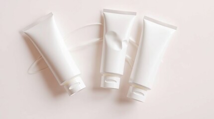 Dynamic Motion White Lotion Tubes in a Fine Art Cosmetic Arrangement