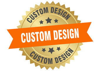 Obraz premium custom design. custom design round orange and gold label isolated on transparent background