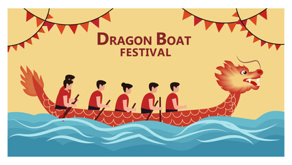 Dragon Boat Festival Vector Banner Collection - Duanwu Jie Racing Illustrations-04