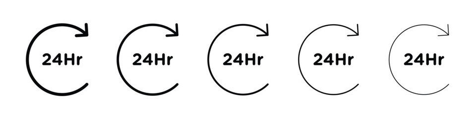 24 Hrs icon or logo illustration outline black style