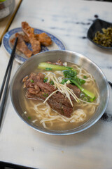 braised beef ribs with egg noodles soup