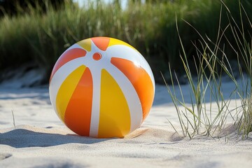 Beach Ball Fun Sunny Day on the Sand with Colorful Beach Ball Summer Vacation Beach Fun Relaxation and the Joy of
