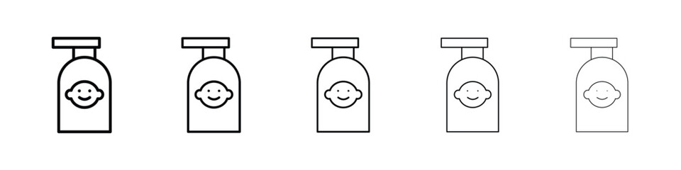 Baby shampoo icon or logo illustration outline black style