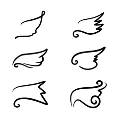 Obraz premium Collection of wings icons on white background