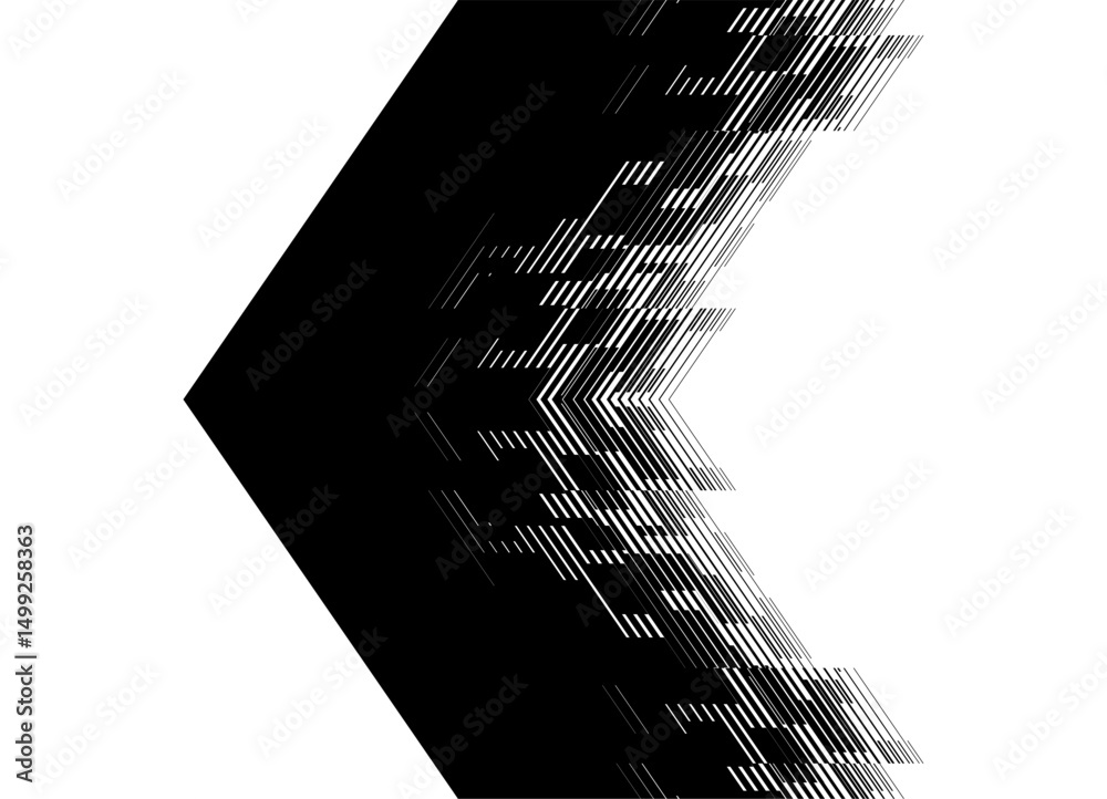 Poster thick black arrow on a white background from abstract pixels. direction indicator. vector design ele