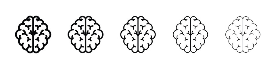 Brain icon or logo illustration outline black style