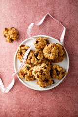 Traditional oatmeal cookies with raisins