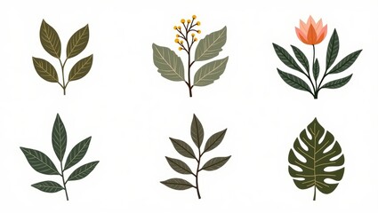 Collection of stylized plant elements.