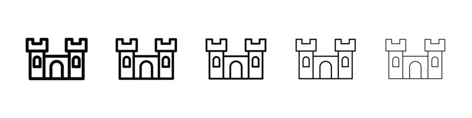 Castle icon or logo illustration outline black style