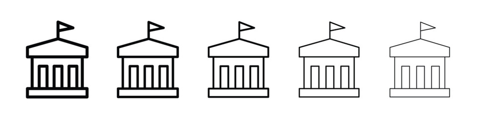 City hall building icon or logo illustration outline black style