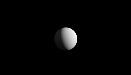 Deep black background, small glowing white sphere, negative space