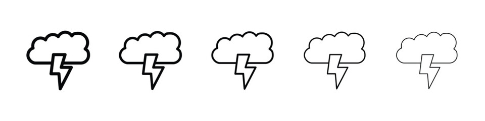 Cloud lightning icon or logo illustration outline black style