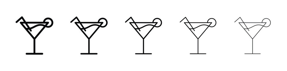 Cocktail icon or logo illustration outline black style