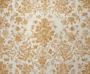 Luxurious white & gold intricate floral damask textile, interior design, pattern, graphics