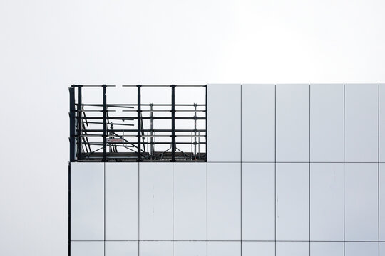Paris, France. Europe Temporary mirrored building to hide construction.