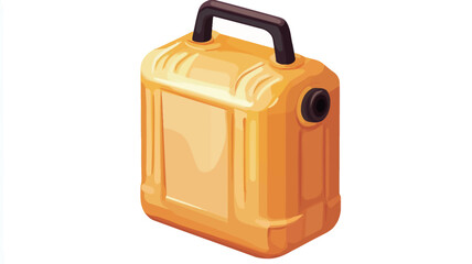 Isometric illustration of a yellow plastic jerrycan or canister with a black handle. The jerrycan has molded-in detailing, suggesting ribs or grooves on its surface. The plastic appears smooth and