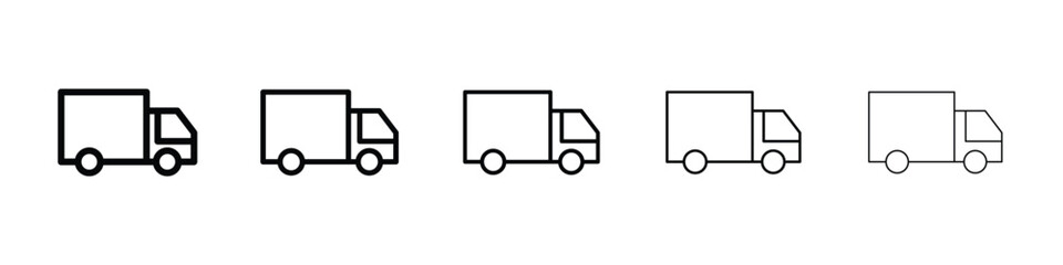 Delivery van icon or logo illustration outline black style