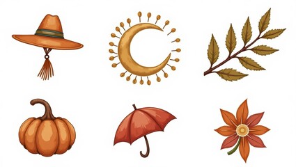 Obraz premium Autumnal design elements in warm earthy tones.