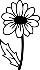 black and white daisy flower with png transparent background vector 
