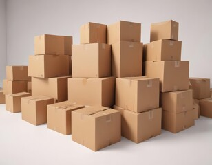 Several brown cardboard boxes on white backdrop ,  kraft paper,  organic,  natural