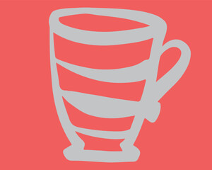 Restaurant table setting cups. Drawing, ink, line art, vector