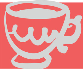 Restaurant table setting cups. Drawing, ink, line art, vector