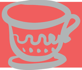 Restaurant table setting cups. Drawing, ink, line art, vector